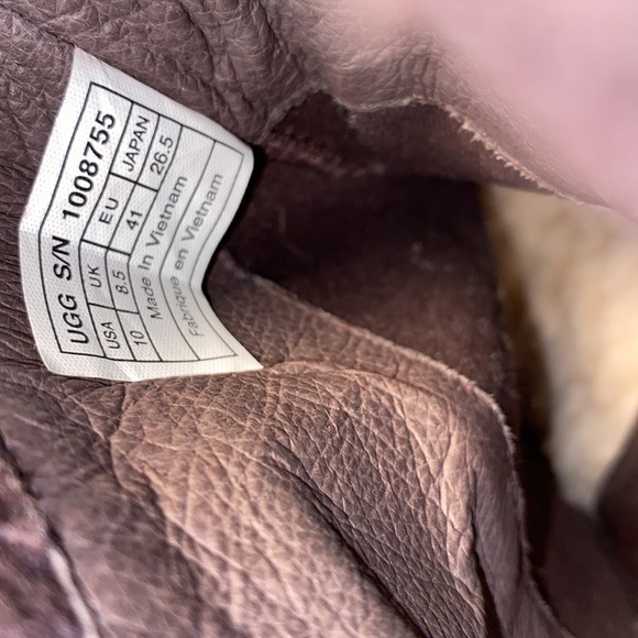 UGG 1008755 Dandylion Tres Brown Leather Sweater Cuff Ankle Boots Women’s 10 - Picture 12 of 12